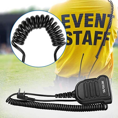 Retevis IP54 Waterproof Heavy Radio Microphone, 1 Pack | Police Walkie Talkie Shoulder Mic,for RT22/H777/RT21/RT68/RT86,Compatible with BAOFENG,Kenwood,BTECH,Rotatable Clip - style: Without AI Noise Reduction