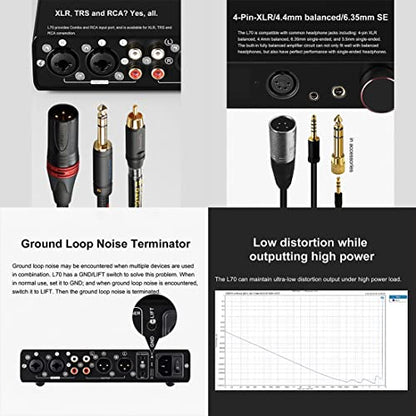 Topping L70 Full Balanced NFCA Headphone Amplifier, 7500mWx2 HiFi Headphone Amp, 4-Pin XLR/4.4mm Balanced/6.35mm SE Earphone Jack/Line Output XLR/TRS/RCA Input Home Audio Preamplifier (Silver) - color: Silver