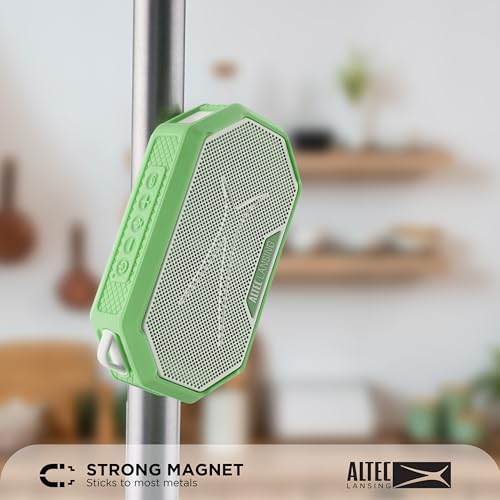 Altec Lansing Portable Bluetooth Speaker HYDRAMINI 2.0, IP67 Waterproof, Portable Speaker, 12h Playtime, Wireless Pairing, USB-C Quick Charge, Magnetic Bluetooth, Voice Assistant Integration - color: Sport Green/White