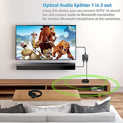 3 Port Toslink Splitter with Optical Cable (1 In 3 Out) Premium Quality Digital Optical Audio Splitter Aluminum Alloy SPDIF Toslink Fiber Audio Splitter Support Dolby Digital DTS 5.1 PCM Stereo LPCM