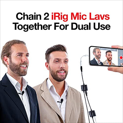IK Multimedia iRig Mic Lav Lapel Microphone, omnidirectional Condenser lavalier Microphone with 1/8" TRRS Jack, Headphone Out and Daisy-Chaining for iPhone, iPad, Android, Mac, PC - size: Single