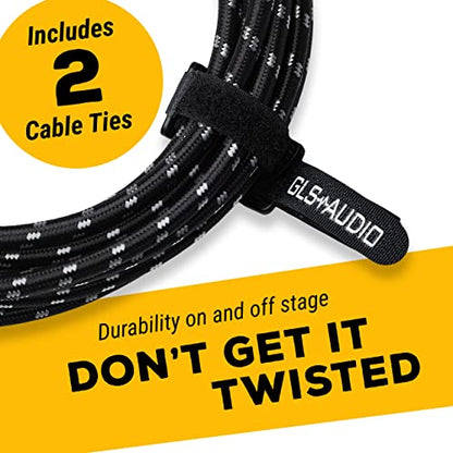 Instrument Cable - 1/4 Inch TS to 1/4 Inch Instrument Cable for Bass/Electric Guitar- Black/Grey Braided Tweed, 6ft - color: Black/Grey, size: 6ft