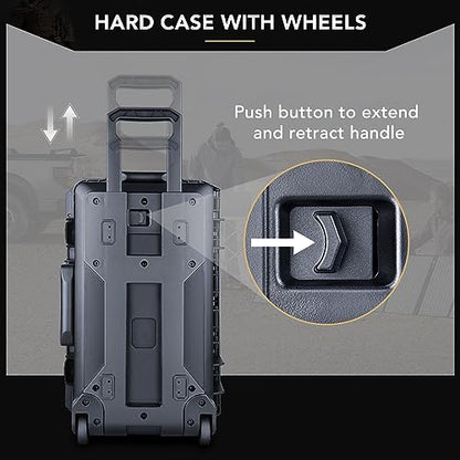 Lykus HC-5120 Hard Case with Wheels and Foam, Inner Size 18.98*10.24*6.3in | IP67 Waterproof, Pluckable Foam, Suitable for Cameras, Lenses, Electronic Equipment and More - size: HC-5120: 21.85x13.78x9.06 inch