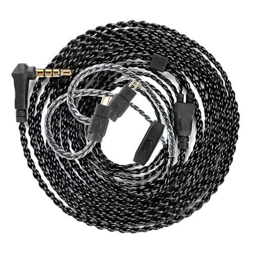 KZ ZS10 Pro IEM Cable, 2 Meter Long in Ear Monitor Cable, CCZ C01 4N OFC Upgraded Earbuds Cord for ZSN PRO X, Castor, EDX PRO, ZS12 PRO X, ZS10 PRO-X, ZAR, ZAS, CCA CRA (2m, 2Pins With Mic, Black) - size: 2m, style: 2pins-With Mic
