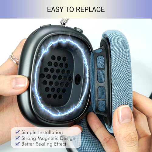 Upgraded Ear Cushions for Apple AirPods Max, Mesh Ear Pads Replacement | Air Pods 1 & 2 Over-Ear Headphones Ear Cups with Original Silicone Design (Light Blue) - color: Light Blue