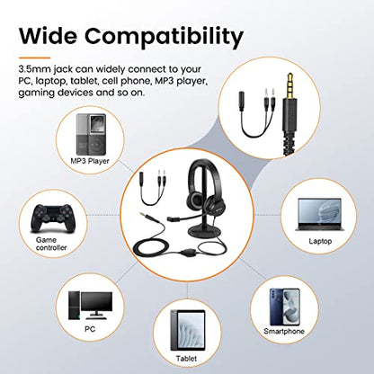 Headsets with Microphone for Laptop, 3.5mm Wired Computer Headset Super-Lightweight Noise Cancelling Headphones with in-line Control Volume & Mute, PC Headset Perfect for Classroom, Home or Office - style: 3.5mm Computer Headset