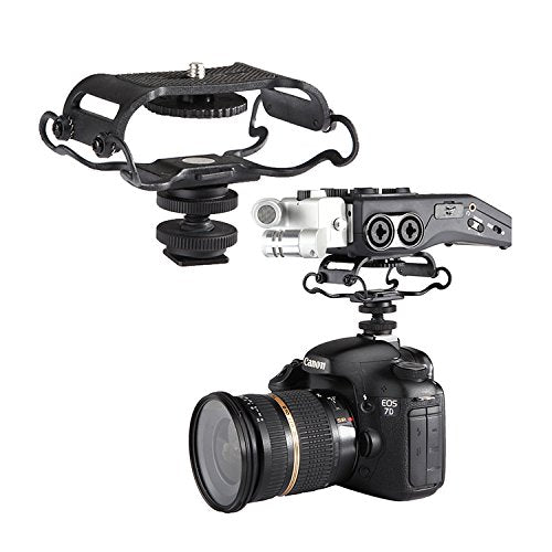 Shock Mount for Camera Recorder, BOYA BY-C10 Universal Microphone and Portable Recorder ShockMount - Fits The Zoom H4n, H5, H6, Tascam DR-40, DR-05, DR-07 with 1/4" Mounting Screw Vlog Blog Video