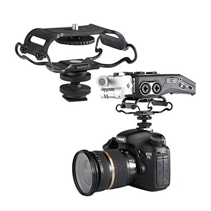 Shock Mount for Camera Recorder, BOYA BY-C10 Universal Microphone and Portable Recorder ShockMount - Fits The Zoom H4n, H5, H6, Tascam DR-40, DR-05, DR-07 with 1/4" Mounting Screw Vlog Blog Video