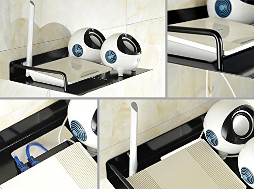 Alumimum Alloy Wall Mount Shelf Bracket for TV Accessories WiFi Router TV Box Set Top Box (Black, 11.2'' x 8.2'') - size: 11.2'' x 8.2''