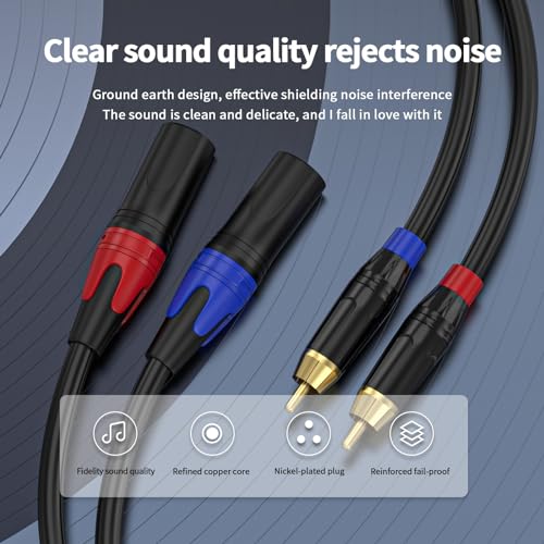 25ft RCA to XLR Cable - 4N OFC, Dual RCA Male to Dual XLR Male, HiFi Audio, Amplifier, Mixer, Microphone - size: 25FT-RCA Male to XLR Male