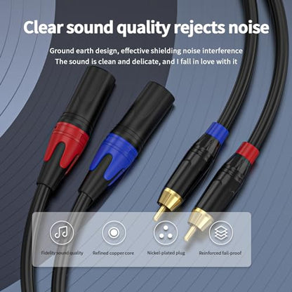 25ft RCA to XLR Cable - 4N OFC, Dual RCA Male to Dual XLR Male, HiFi Audio, Amplifier, Mixer, Microphone - size: 25FT-RCA Male to XLR Male