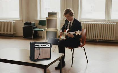 Fojill 20W Watt Electric Guitar Amplifier Amp Practice Small Portable Travel Mini Amp with 3.5 Headphone Jack Aux Distortion Gain Treble Bass Volume (Black, 20W) - color: Black