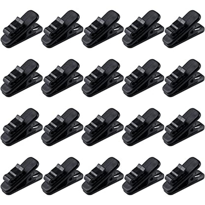 MUZHI Headphone Clip,Small Cable Clothing Clips,Earbud Clip to Keep Earphone/Microphone Cord in Place for 1.5mm Wire Diameter Round Wire Earphone 1 Inch Length,20Pcs (Black)