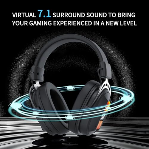 Redragon H375 Wired Gaming Headset, 53mm Drivers 7.1 Surround Sound, Detachable Noise Cancelling Mic, USB Computer Headset with RGB, Lightweight Design for PC/Laptop/PS4 | 53mm Driver, Removable Noise Cancelling Microphone, Lightweight Design, Compatible