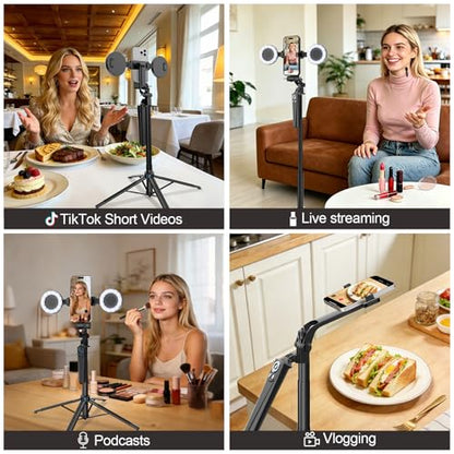 Content Creator Essentials Vlogging Kit for iPhone, Tripod & Wireless Mic | 71" Tripod with light, remote, selfie stick, phone stand. Designed for TikTok, YouTube, video recording