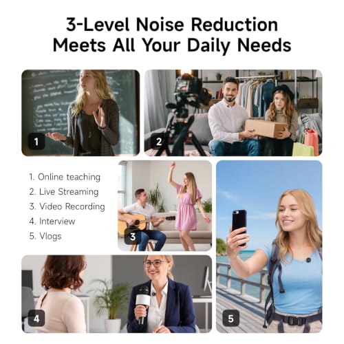 2-Pack Wireless Lavalier Microphones, Lapel Mic for iPhone/Android | USB-C Plug-Play, 42H Battery Life, 164ft Stable Wireless Range, 3-Level AI Noise Reduction for Vlog TikTok YouTube Interview