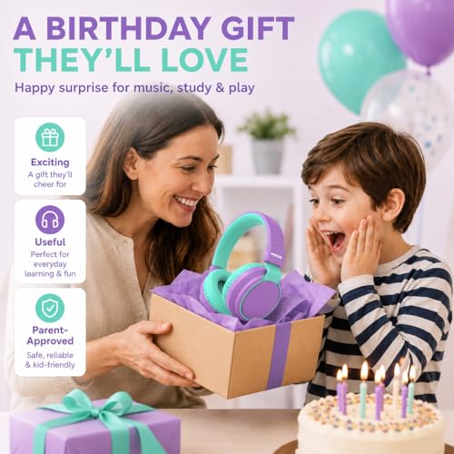 Kids Bluetooth Headphones Wireless 68 Hours,Safe Volume Limit 85/94dB | Adjustable Headband Foldable Over-Ear Lightweight Headsets for Toddler Girls Boys Tablet/iPad,HD Stereo,Built-in Mic,Purple - color: Purple