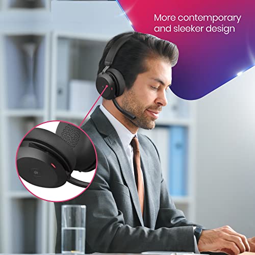 Jabra Evolve2 75 MS Wireless Headphones - Compatible with Zoom, Teams Webex, Phone Calls, 25 Hour Battery, USB-A Bluetooth Dongle for PC, Laptop, MAC, Mobile Wallet, Global Teck Gold Support Plan - color: Black, style: Evolve2 75 STEREO