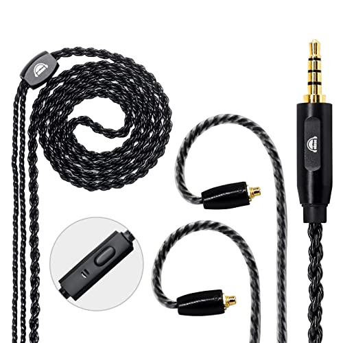 MMCX Upgrade Cable - Detachable Earphone Replacement for Shure se315 SE535 SE846-CL, FiiO FH7 FA9 FH5s FH5 - color: with mic, size: MMCX