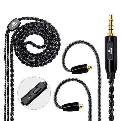 MMCX Upgrade Cable - Detachable Earphone Replacement for Shure se315 SE535 SE846-CL, FiiO FH7 FA9 FH5s FH5 - color: with mic, size: MMCX