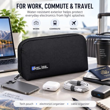Tech Pouch, Electronics Organizer Bag for Cables and Chargers - color: Black