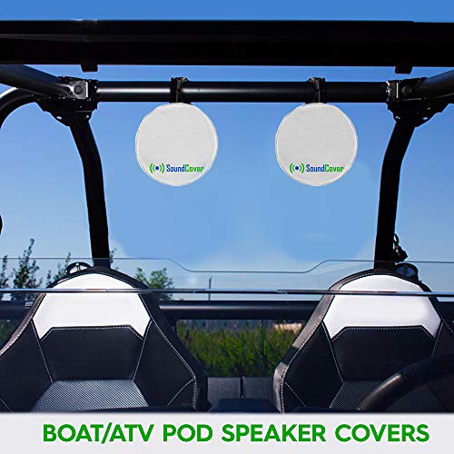 White 600D Marine Wake Tower Speaker Covers – Medium (H 9.8" × W 9.8" × D 12") – Weather-Resistant Covers for Marine & ATV Speakers - color: White, size: MEDIUM