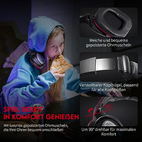 lHUHD Wireless Gaming Headset Headphones for PS4/5,Switch,PC Wireless Gaming Headsets for Computer with Microphone Over-Ear,Rotatable Headband