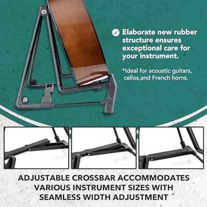 K&M - König & Meyer 17580.014.55 - Heli 2 Guitar Stand - Folding A-Frame for Acoustic Guitars - Adjustable and Collapsible – Sturdy and Durable - Professional Choice - German Made - Black - color: Black