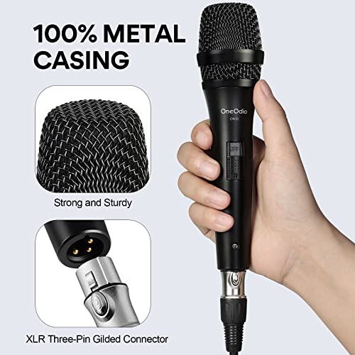 OneOdio ON55 Wired Dynamic Microphone for Singing, 16.4ft XLR Cable | Metal handheld body, on/off switch, mic clips and cardioid pickup for karaoke, amps, speakers, parties and speeches