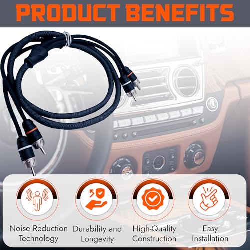 Premium Series 6ft. 2-Channel Car Audio RCA Cable – Double Shielded, Oxygen Free Copper, Noise Reducing Audio Cable for Amplifiers, Subwoofers, Speakers, and Processors – PRM6 - size: 6' (ft), style: 2-Channel