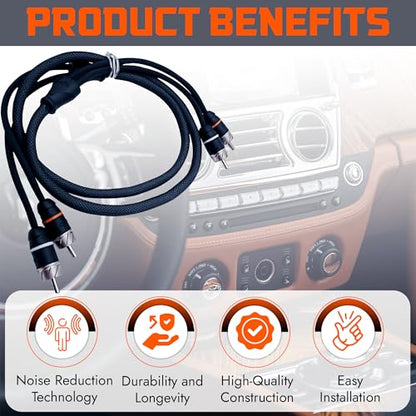 Premium Series 6ft. 2-Channel Car Audio RCA Cable – Double Shielded, Oxygen Free Copper, Noise Reducing Audio Cable for Amplifiers, Subwoofers, Speakers, and Processors – PRM6 - size: 6' (ft), style: 2-Channel