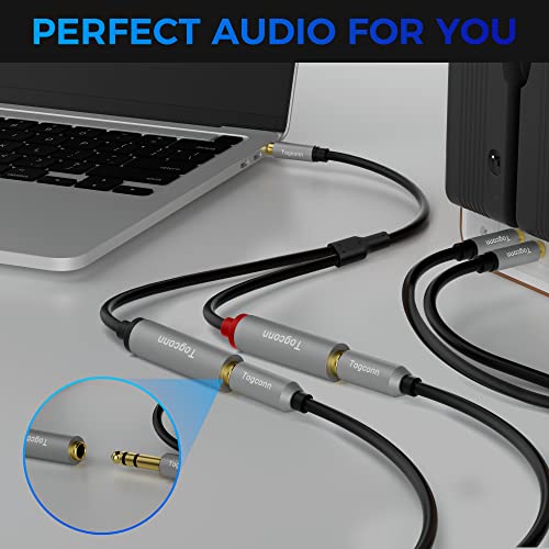 3.5mm to Dual 6.35mm Y-Adapter Splitter 0.6 Feet,3.5mm 1/8 Inch TRS Stereo Male to 2 X 6.35mm 1/4 Inch TS Mono Female Y Splitter Audio Cord Converter Connector for Phone, PC, Computer Sound Card-2Pack - size: 2 Pack, style: 3.5(male) to dual 6.35(female)
