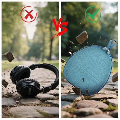 GWCASE Headphone Travel Case with Secure Strap and Accessory Pocket, Green | Hard Shell Protection, Fits Most Foldable Over-Ear Headphones, 7.87 x 6.8 x 0.9 in Interior, for Music Fans, Case Only - color: Green
