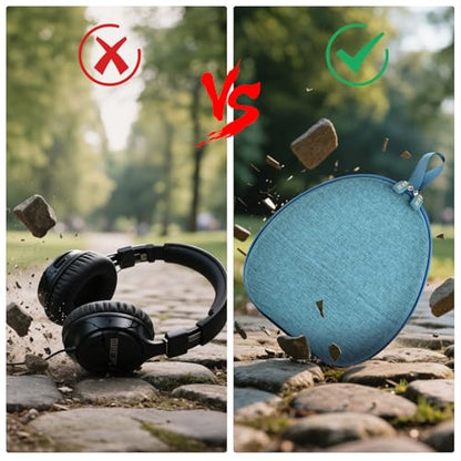GWCASE Headphone Travel Case with Secure Strap and Accessory Pocket, Green | Hard Shell Protection, Fits Most Foldable Over-Ear Headphones, 7.87 x 6.8 x 0.9 in Interior, for Music Fans, Case Only - color: Green