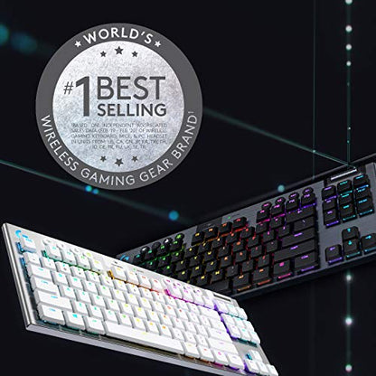 Logitech G915 TKL Tenkeyless Lightspeed Wireless RGB Mechanical Gaming Keyboard, Low Profile Switch Options, Lightsync RGB, Advanced Wireless and Bluetooth Support - Clicky - color: Black, size: TKL, style: G915 TKL