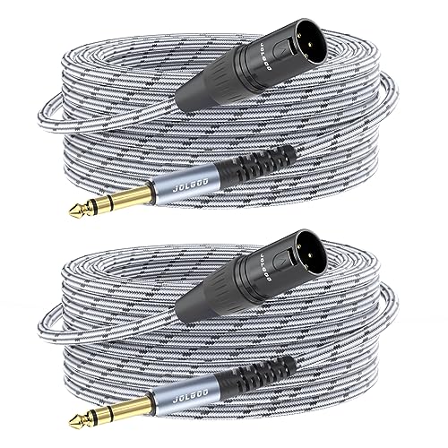 JOLGOO 1/4 Inch TRS to XLR Male Cable, Balanced 6.35mm TRS Plug to 3-pin XLR Male, Quarter inch TRS Male to XLR Male Microphone Cable, 50 Feet 2 Pack - size: 50 Feet - 2 Pack, style: 1/4 TRS Male to XLR Male