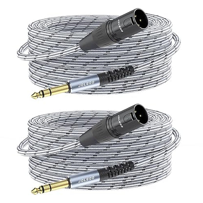 JOLGOO 1/4 Inch TRS to XLR Male Cable, Balanced 6.35mm TRS Plug to 3-pin XLR Male, Quarter inch TRS Male to XLR Male Microphone Cable, 50 Feet 2 Pack - size: 50 Feet - 2 Pack, style: 1/4 TRS Male to XLR Male