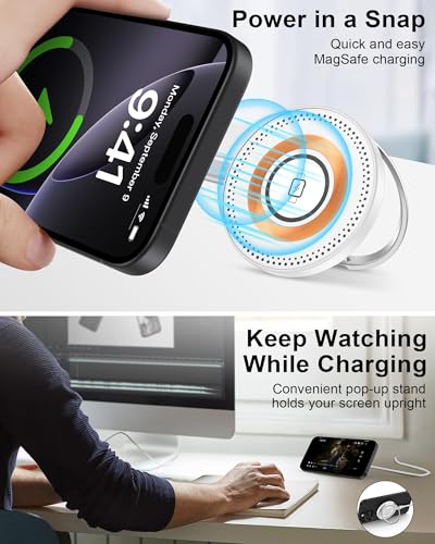 Magsafe Charger for iPhone 17, Magnetic Wireless Charger Fast Charging Pad | iPhone 17 Pro Max, 17Pro Air 16Pro Max 16 15 14, Apple Watch Airpods, Mag safe Charging Station with Stand & USB-C Block - color: Wireless Magsafe Charger