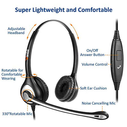 Cell Phone Headset with Microphone Noise Cancelling & Call Controls, 3.5mm Computer Headphones for Samsung PC Business Skype Softphone Call Center Office, Clear Chat, Ultra Comfort - color: Gray