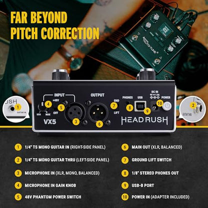 HeadRush VX5 Vocal Effects AutoTune Pedal | Antares Auto-Tune, Vocal Effects, Vocal Harmony, Real Time Pitch Correction, Audio Interface with Mic/Guitar Inputs - style: VX5 Vocal Effects Processor