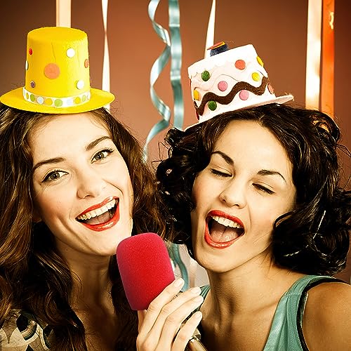 Prasacco 6 Pcs Microphone Covers Foam Mic Covers Foam Microphone Windscreen Colorful Hand-Held Microphone Sleeves
