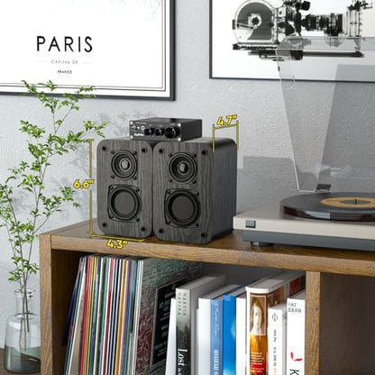 RIOWOIS Passive Bookshelf Speakers for Home Theater Surround Sound, Satellite Stereo Speakers with Crisper Sound and Classic Wood Grain for Record Player/Computer/TV, Wall Mountable, One Pair. | 6Ω, 2.75" Woofer, Silk Dome Horn Tweeter, Cables not Include