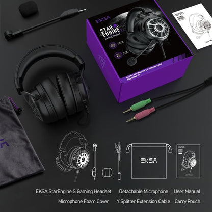 EKSA Wired Gaming Headset for PS5, PC, Xbox Series X|S,Xbox One, PS4, Switch - Game Headset with Mic, 3.5mm Gaming Headphones with Detachable Noise Canceling Microphone with 50mm Drivers
