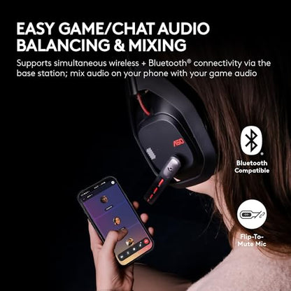 Logitech G Astro A50 Multi-Platform Wireless Gaming Headset - White | For PS5, Xbox, PC, Switch - PLAYSYNC Audio Switcher, <16 bit/48kHz (Console), <24 bit/48 kHz (PC), <24hr Battery, 2.4GHz & BT - color: White, style: PLAYSYNC Audio