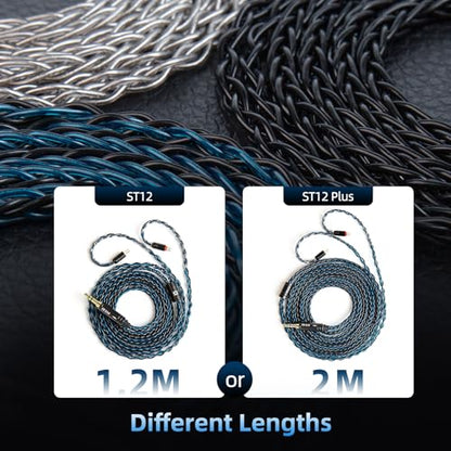 2 Meter Long 2Pin IEM Cable, in Ear Monitor Replacement Earbuds Earphone Cable, KBEAR ST12 Plus 8 Core 4N OFC Silver-plated HiFi Headphone Wire for KZ ZST/AS10/ZS10/ZST-X CCA C10/C12(Grey, 2PIN 3.5MM)