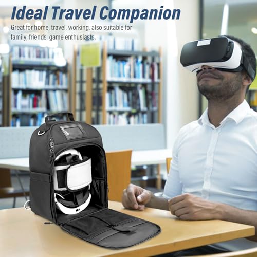 ORKELS Carrying Case for Meta Quest 2/Quest 3/Quest 3S/Quest Pro, Travel Backpack Bag for VR All-in-One Gaming Headset, Elite Strap, Controllers & Accessories
