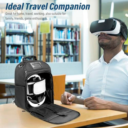 ORKELS Carrying Case for Meta Quest 2/Quest 3/Quest 3S/Quest Pro, Travel Backpack Bag for VR All-in-One Gaming Headset, Elite Strap, Controllers & Accessories