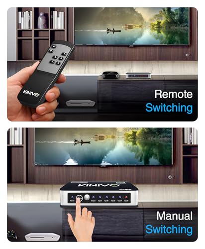 Kinivo HDMI Switch 5 in 1 Out 4K 60Hz (HDR 10, High Speed 18Gbps, IR Remote, HDCP2.2, Dolby Vision, VRR) - 550BN Switcher Compatible with Roku, PS5, Xbox, Apple TV, Nintendo Switch 2, Cable Box - size: 4K - 5 Port