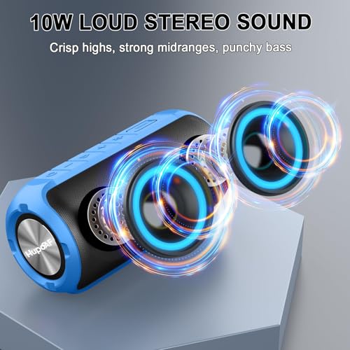Hupoaf Bluetooth Speaker, 2026 New Portable Wireless Speaker with 6D Loud Sound, IPX7 Waterproof, HD Call, RGB Lights, 12H Playtime for Home/Party/Outdoor/Beach, Electronic Gadgets, Birthday Gift - color: Blue