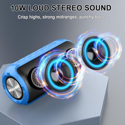 Hupoaf Bluetooth Speaker, 2026 New Portable Wireless Speaker with 6D Loud Sound, IPX7 Waterproof, HD Call, RGB Lights, 12H Playtime for Home/Party/Outdoor/Beach, Electronic Gadgets, Birthday Gift - color: Blue